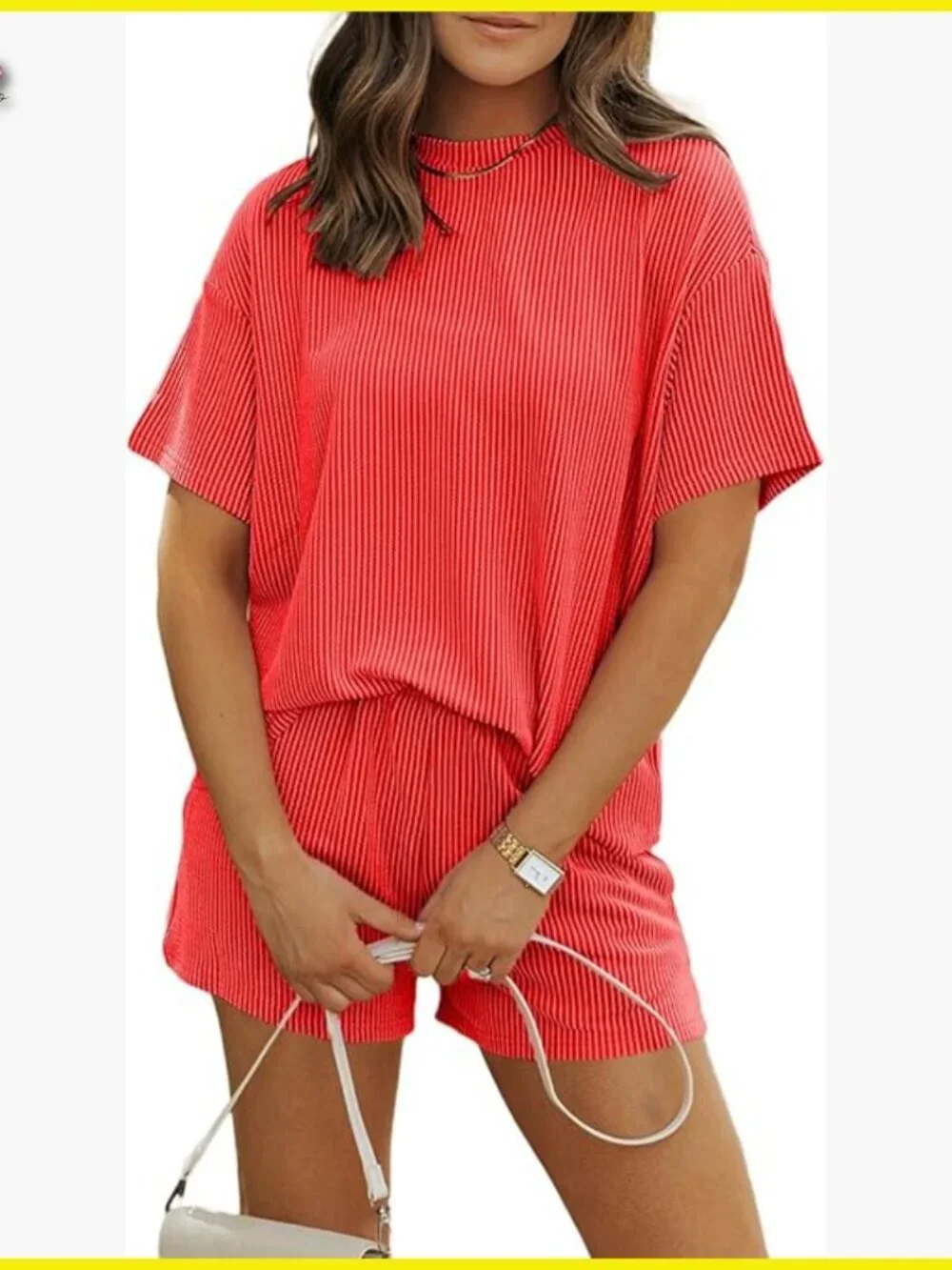 Ribbed Knit Shorts Set Loose Fit Lounge Casual Summer Outfit Matching